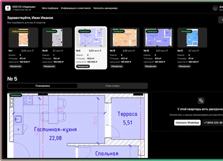 Пример интерактивной презентации объекта, созданной в Planum